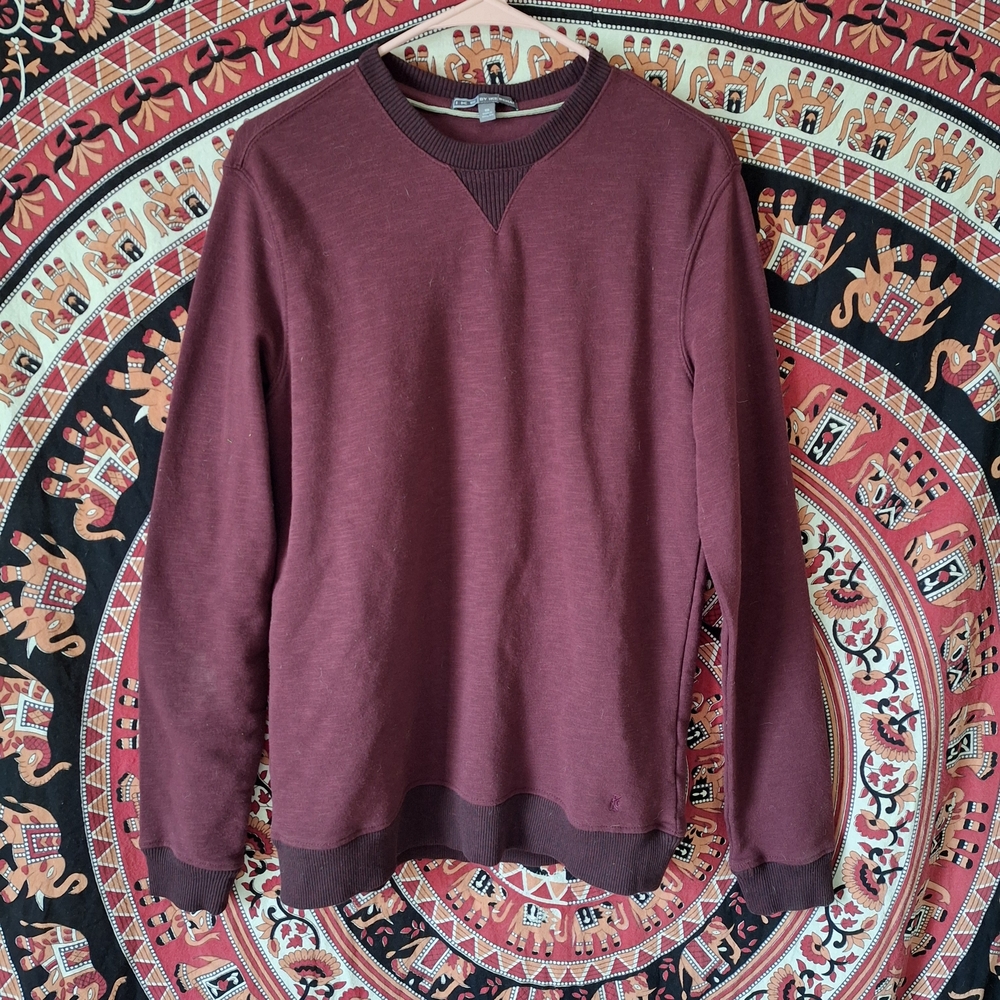 Ike Behar Men's Mid-Weight Maroon Crewneck Sweater